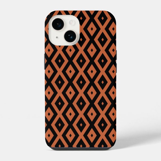 Orange and black diamond pattern iPhone case (Back)