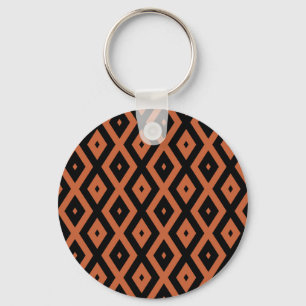 Orange and black diamond pattern key ring