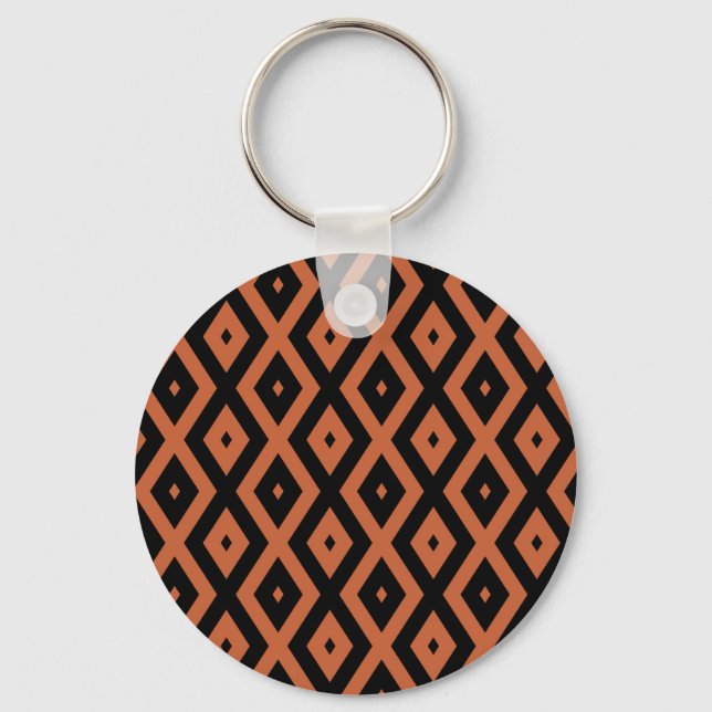 Orange and black diamond pattern key ring (Front)