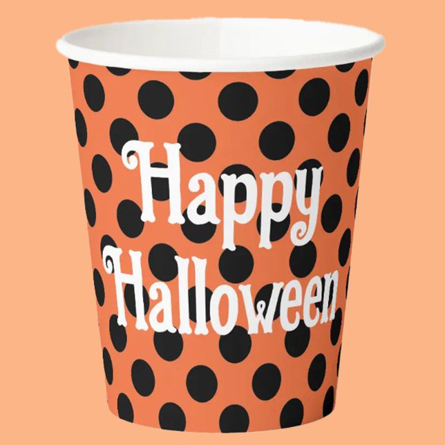 Orange and black dots Happy Halloween Paper Cups (Creator Uploaded)