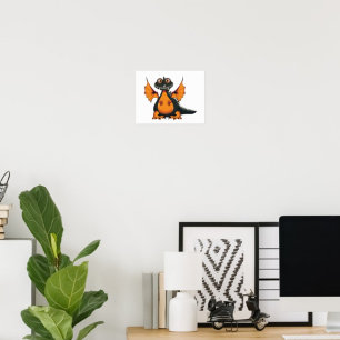 Orange And Black Dragon Poster