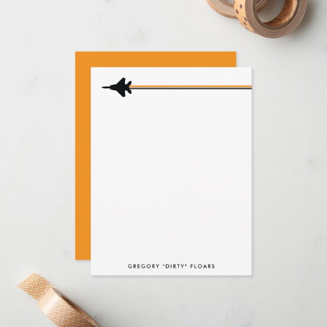 Orange and Black F-15 Personal Stationery Card (Front/Back In Situ)