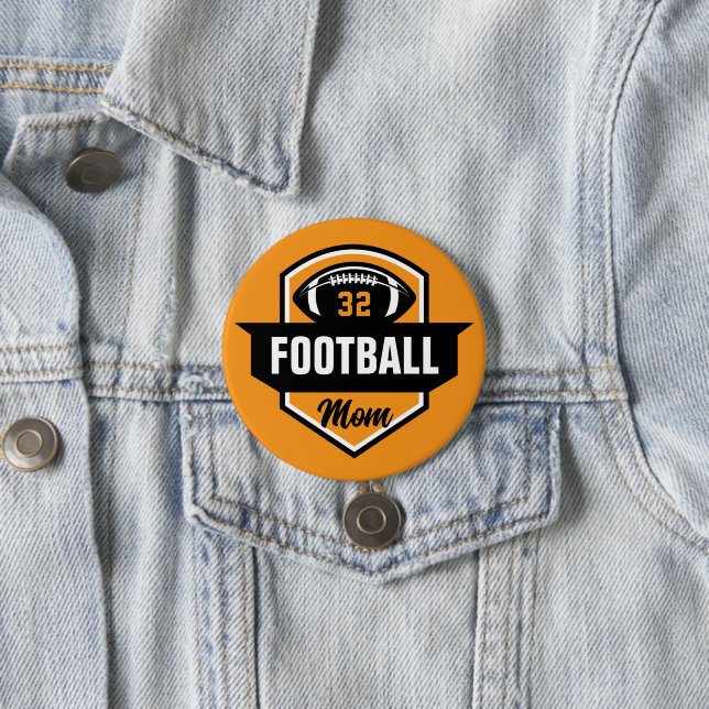 Orange and Black Football Mum Custom Jersey Number 7.5 Cm Round Badge (In Situ)