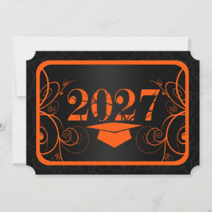 Orange and Black Frame Graduation Invitation