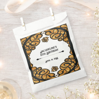 Orange and Black Gated Rose Princess Birthday Favour Bag