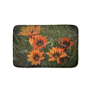 Orange and Black Gazanias Bath Mat