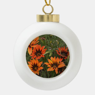 Orange and Black Gazanias Snowflake Decoration