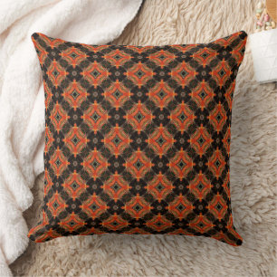 Orange And Black Geometric Pattern Design Cushion