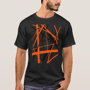 Orange and Black Geometric Strips Cut Out Pattern T-Shirt