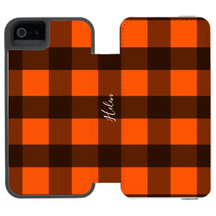 Orange and Black Gingham Incipio Watson™ iPhone 5 Wallet Case