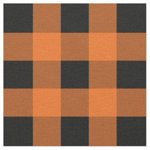 Orange and Black Gingham Pattern Fabric