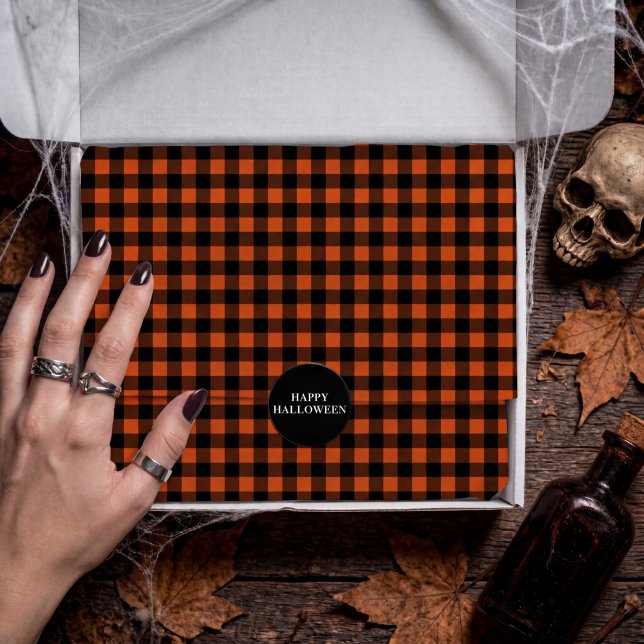 Orange and Black Gingham Plaid Check Tissue Paper (Creator Uploaded)