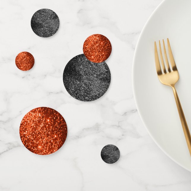 Orange and Black Glitter Confetti (Group)