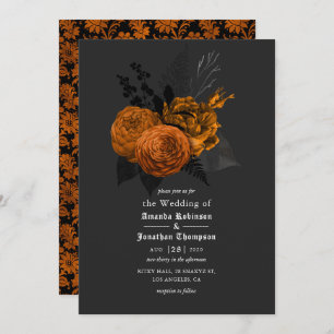 Orange and Black Gothic Wedding Invitation
