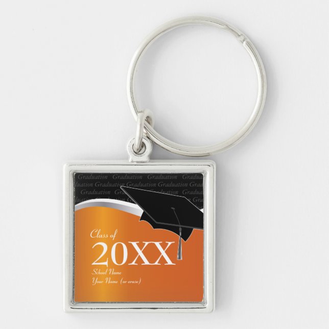Orange and Black Grad - larger text version below Key Ring (Front)