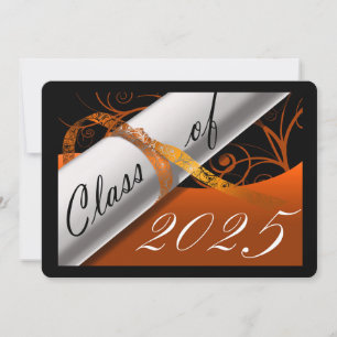 Orange and Black Graduation Announcement