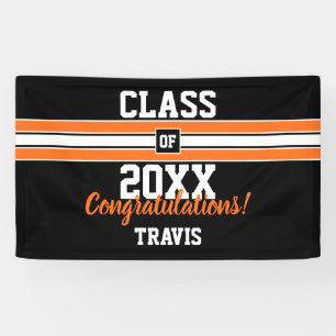 Orange and Black Graduation Congratulations Banner