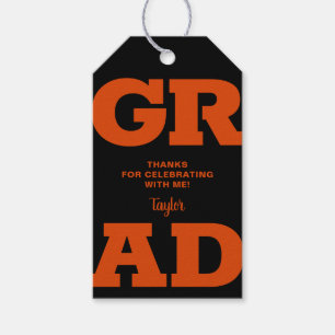 Orange and Black Graduation Party Favour Gift Tags