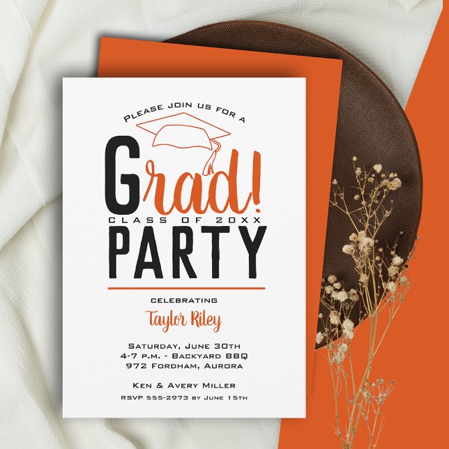 Orange and Black Graduation Party Invitation (Creator Uploaded)