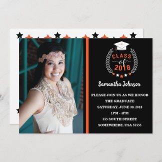Orange and Black Graduation Party Invite