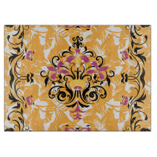 Orange and Black Graphic Design, Hollow Life Cutting Board