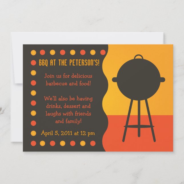 Orange and Black Grill BBQ  Invitation (Front)