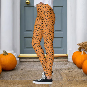 Orange and Black Halloween bat Leggings