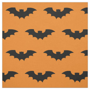 Orange and black Halloween fabric with bat wings