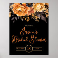 Orange and Black, Halloween, Floral Bridal Shower