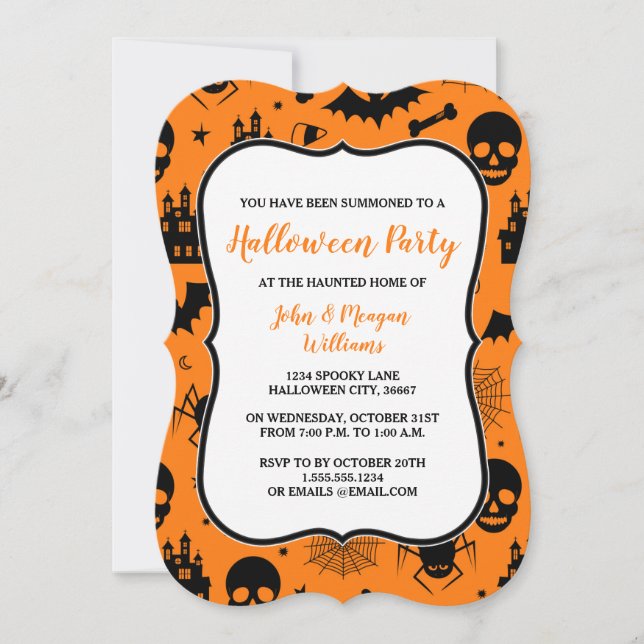 Orange and Black Halloween Party Invitation (Front)