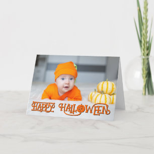 Orange and Black Happy Halloween Photo Card