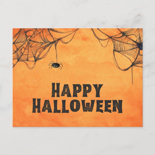 Orange and Black Happy Halloween Postcard (Front)