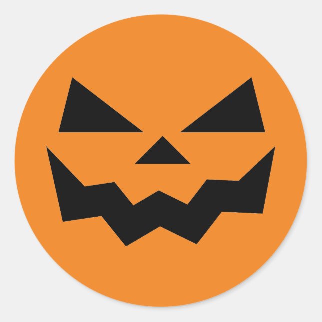 Orange and Black Jack-o-lantern pumpkin face  Classic Round Sticker (Front)