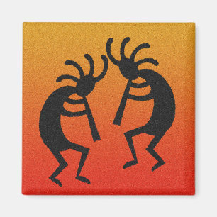 Orange And Black Kokopelli Magnet