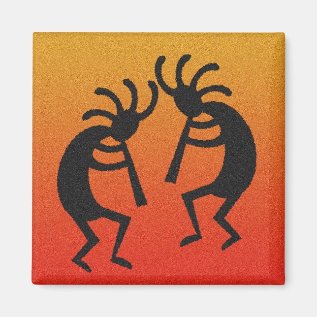 Orange And Black Kokopelli Magnet (Front)
