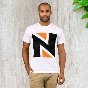 Orange And Black Letter N Mens T-Shirt
