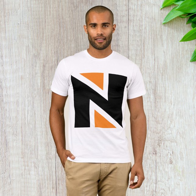 Orange And Black Letter N Mens T-Shirt (Creator Uploaded)