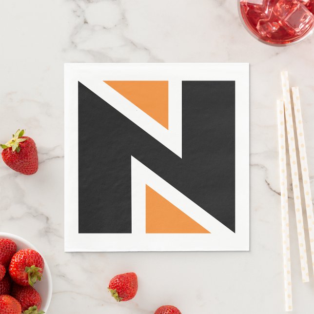 Orange And Black Letter N Paper Napkins (Creator Uploaded)