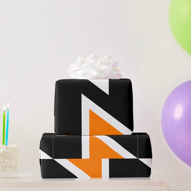 Orange And Black Letter N Wrapping Paper (Creator Uploaded)