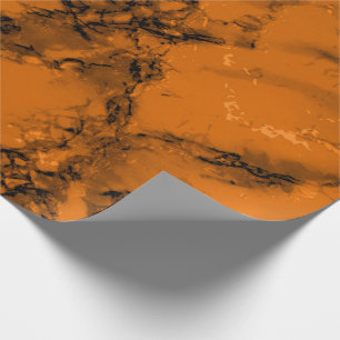 Orange and Black Marble Texture Wrapping Paper