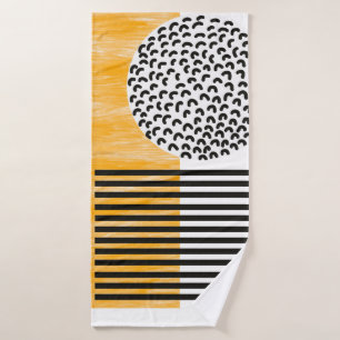 Orange and Black Mid Century Modern Art  Bath Towel Set