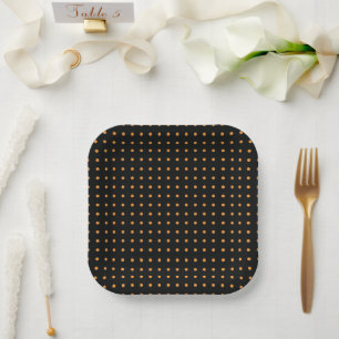 Orange and Black Minimalist Polka Dots g1 Paper Plate