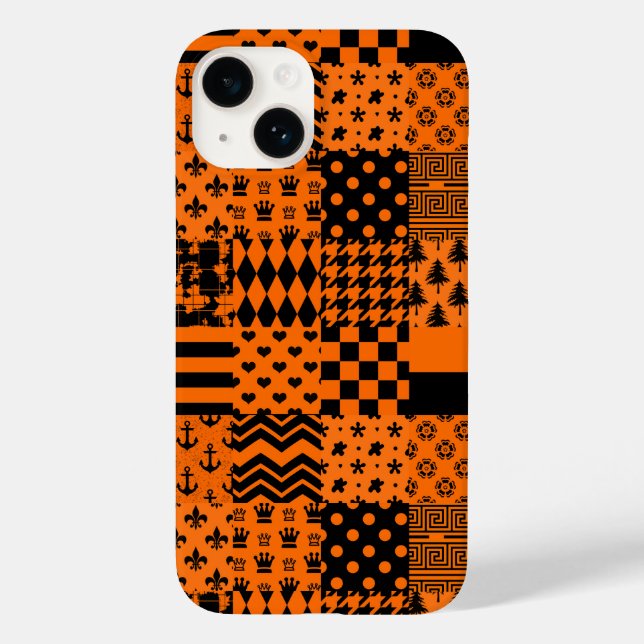 Orange and Black Mixed Patterns Patchwork Design  Case-Mate iPhone Case (Back)