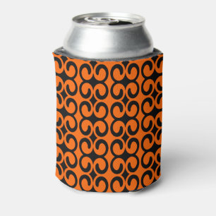 Orange and Black Pattern Can Cooler