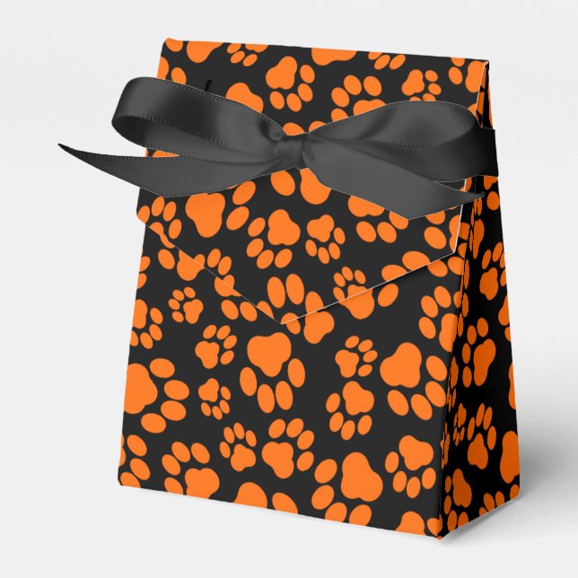 Orange-and-Black Paw Print Favour Box (Front Side)
