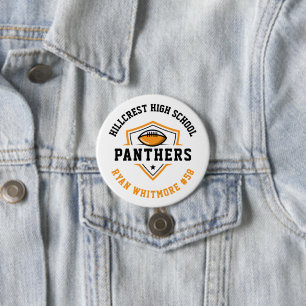 Orange and Black Personalised Football Team Spirit 7.5 Cm Round Badge