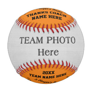 Orange and Black Photo Baseball for Coaches