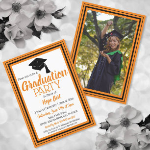 Orange and Black Photo Graduation Party Invitation