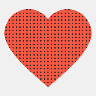Orange and Black Polka Dot Pattern Heart Sticker