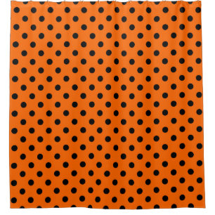 Orange and Black Polka Dots Shower Curtain